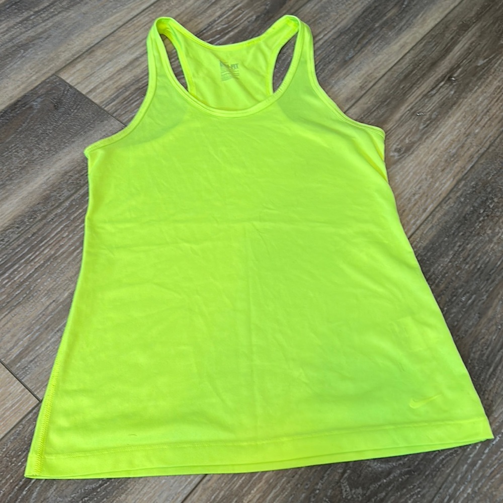 Women’s Neon Yellow Nike DriFit Racerback Tank